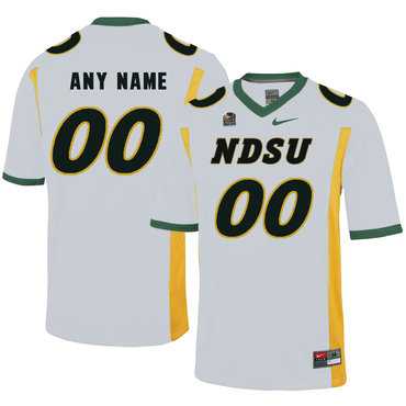 Mens North Dakota State Bison White Customized College Football Jersey->customized ncaa jersey->Custom Jersey